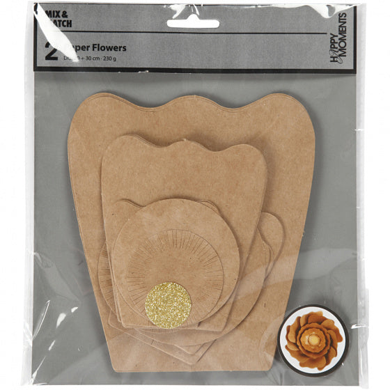 papieren bloemen blank 15 + 25 cm 2 stuks