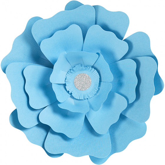 papieren bloemen lichtblauw 15 + 25 cm 2 stuks