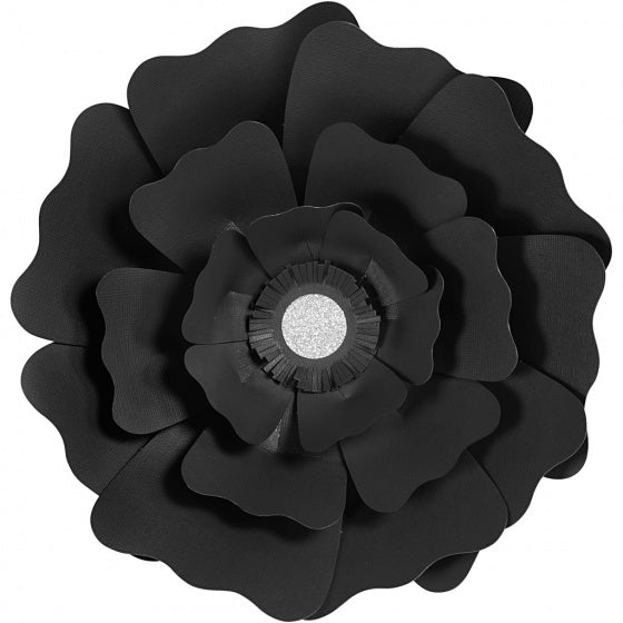 papieren bloemen zwart 15 + 25 cm 2 stuks