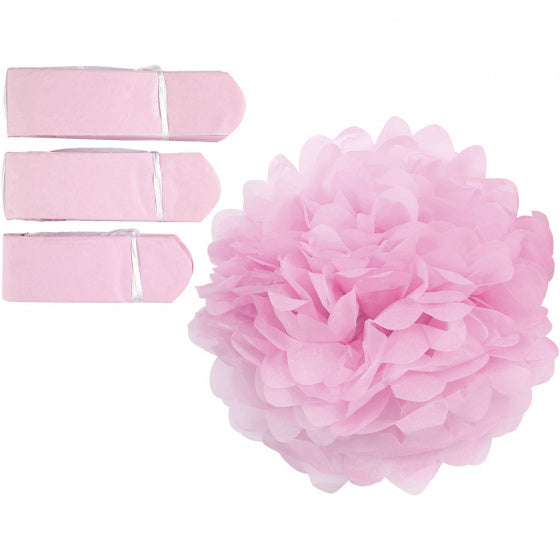pompons zijdepapier 20-24-30 cm roze 3-delig