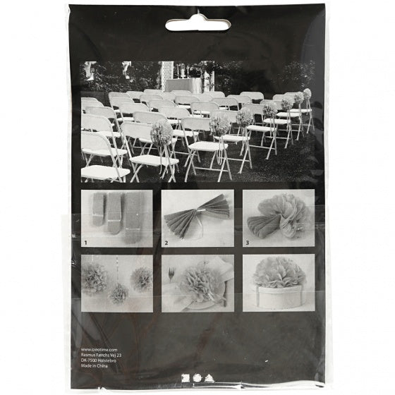 pompons zijdepapier 20-24-30 cm wit 3-delig
