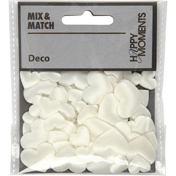 decoratieset Harten 10-20 mm satijn crème 70 stuks