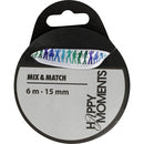 Satijnlint met print 15 mm x 6 m lichtblauw