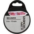 Satijnlint met print 15 mm x 6 m lichtrood