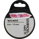 Satijnlint met print 15 mm x 6 m lichtrood