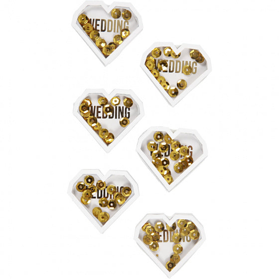 Shaker stickers wit/goud 38 x 32 x 4 mm 6 stuks