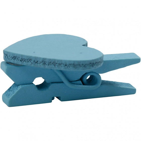 wasknijpers met hart 1,7 x 2,5 cm lichtblauw 10 stuks