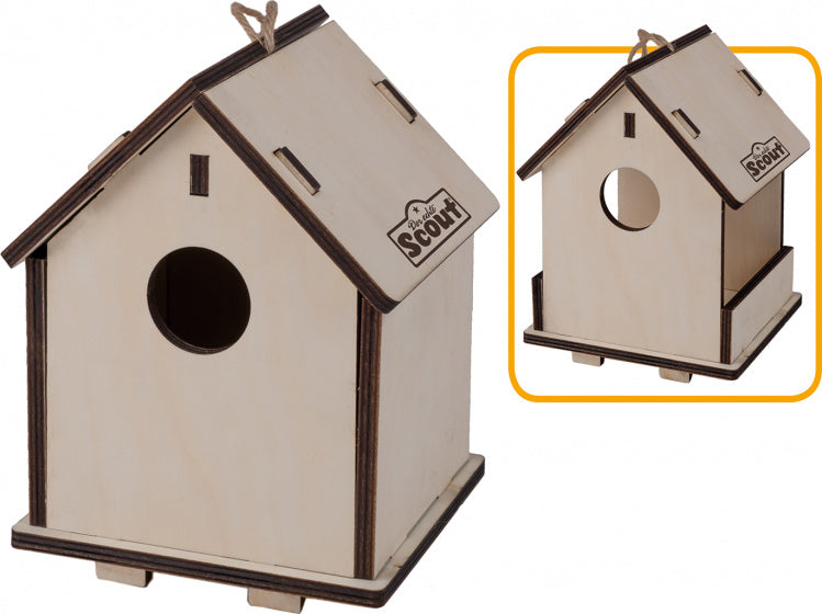 2-in-1 vogelhuisje Scout 19,5 cm hout naturel