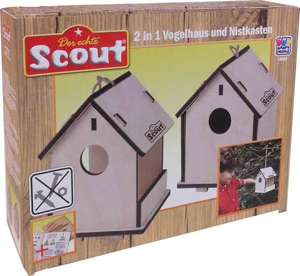 2-in-1 vogelhuisje Scout 19,5 cm hout naturel