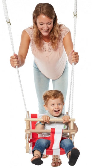 baby schommelzitje Bambini 45 cm hout rood/wit