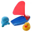 badbootje blauw/roze 14 cm met 2 dieren