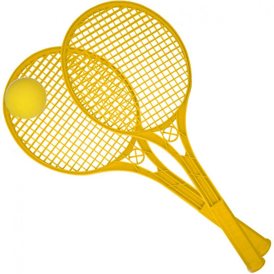 Beach Ball rackets 2 stuks en bal 54 cm geel