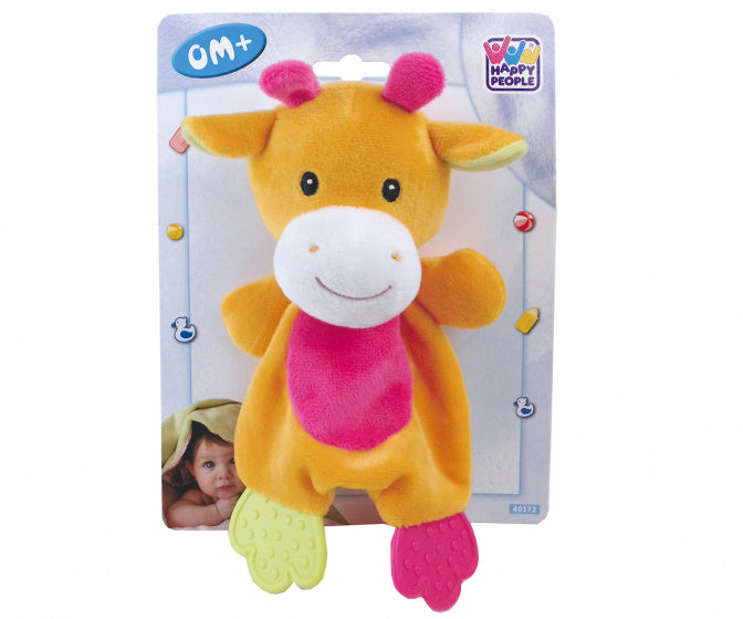 bijtring knuffel giraf 22 cm pluche oranje