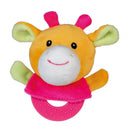 bijtringknuffel giraf 10 cm pluche oranje/roze