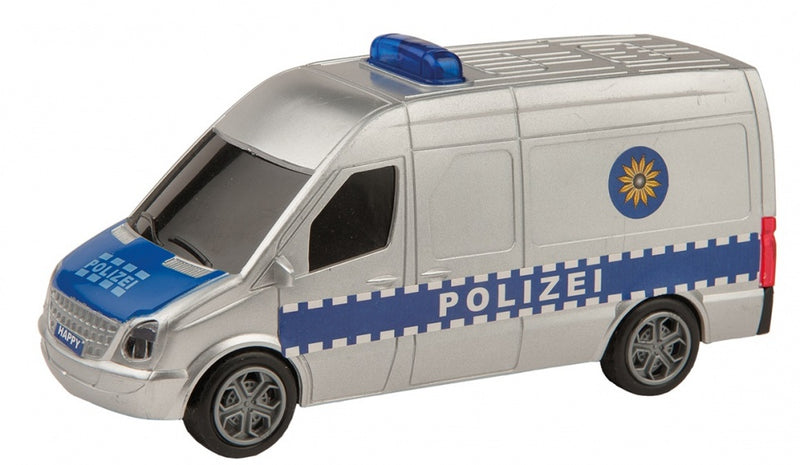 politiebus met licht en geluid 15 cm blauw