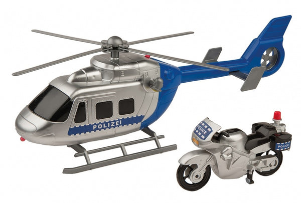 politiehelikopter met politiemotor 30 cm blauw