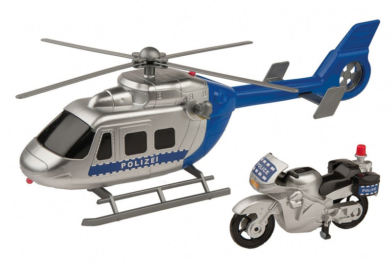 politiehelikopter met politiemotor 30 cm blauw