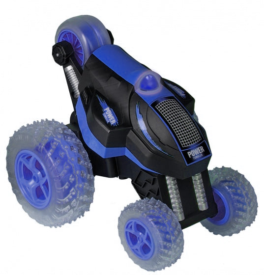 RC stuntauto met verlichting 17 cm zwart/blauw