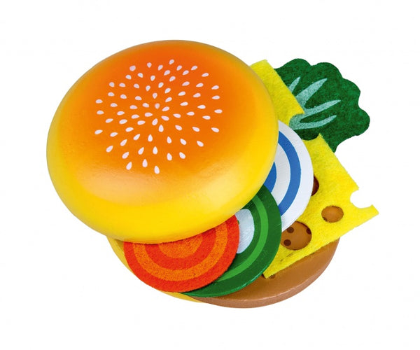 Speelgoedeten houten hamburger