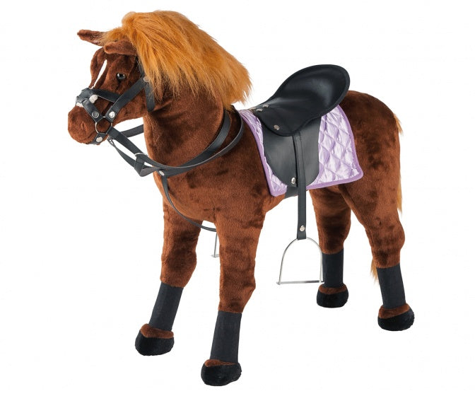 springpaard met geluid 80 x 30 x 70 cm pluche bruin