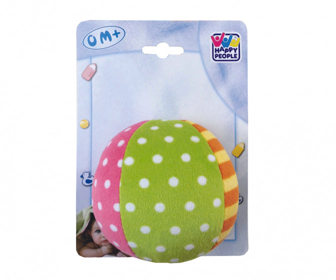 zachte bal met rammelaar 11 cm pluche roze/groen