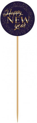 cocktailprikkers Happy New Year blauw 8 stuks