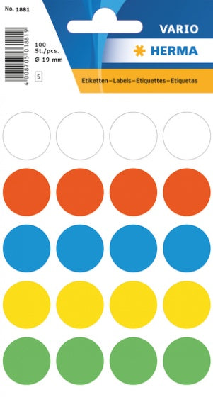 etiketten 100 stuks 19 mm multicolor