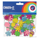 Foamstickers Bloemen Glitter, 25st.