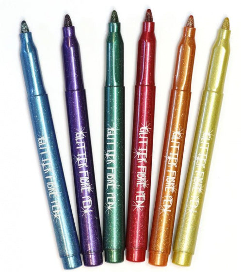 glitter markers 6 stuks