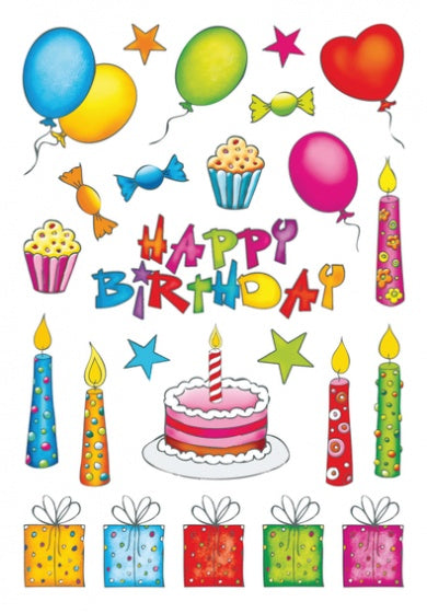 stickers happy birthday 50 stuks multicolor