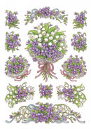 stickers viooltjes 3 vellen groen/paars