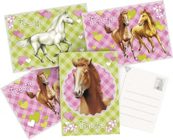 Uitnodigingskaarten Paarden. 6st