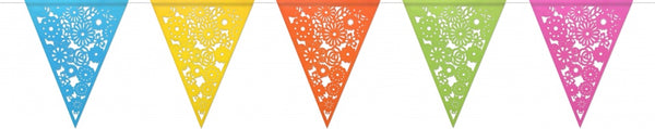 Papieren Vlaggen met Bloemenmotief 6 m Multicolor