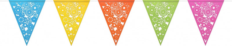 Papieren Vlaggen met Bloemenmotief 6 m Multicolor