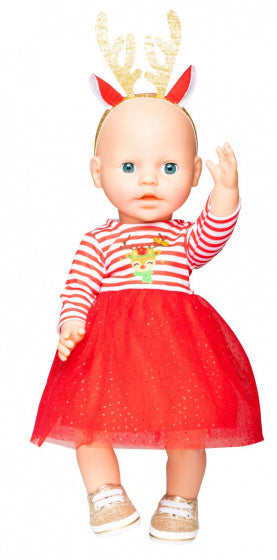 babypoppenkleding kerstjurk 35-45 cm rood 2-delig