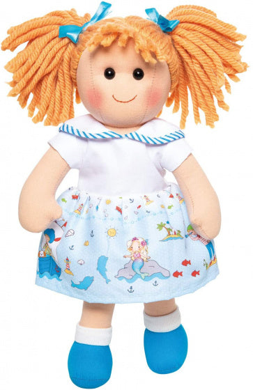 knuffelpop Fenja meisjes 32 cm textiel oranje/blauw