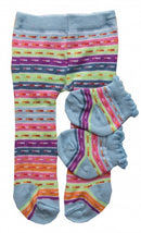 maillot en sokjes gestreept voor een pop van 35-45 cm