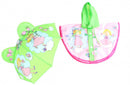 Poppen regenkleding met paraplu 28-35 cm roze/groen
