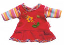 poppenjurkje met shirt rood voor pop van 20-25 cm