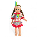 Poppen Indianenset Blauwe Veren, 38-45 cm