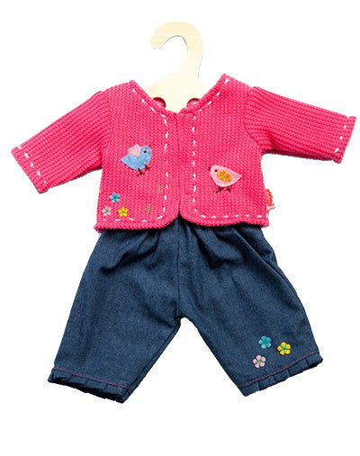 poppenkleding jeans met roze vestje 35-45 cm