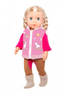 poppenkleding Lina 28-35 cm polykatoen roze 3-delig