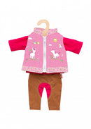 poppenkleding Lina 28-35 cm polykatoen roze 3-delig
