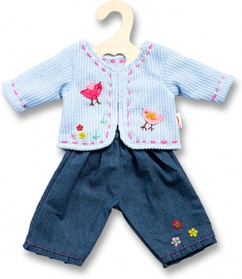 poppenkleren jeans met vestje blauw 28-35 cm