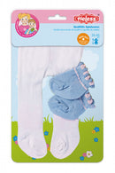poppenmaillot en sokken 35-45 cm textiel wit/blauw