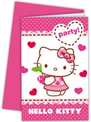 Hello Kitty Uitnodigingen, 6st.