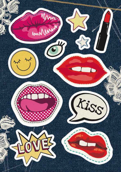 stickers Kisses meisjes 12 x 8,4 cm folie 11 stuks
