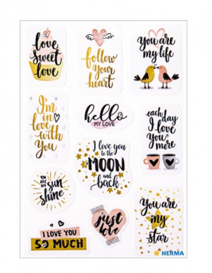 stickers Love meisjes 12 x 8,4 cm folie 11 stuks