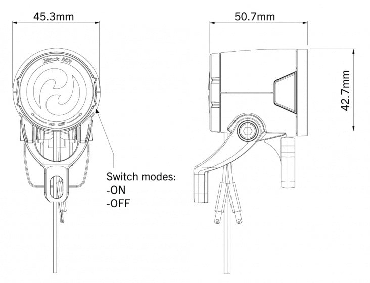 Koplamp Herrmans H-Black MR8 dynamo - aan/uit functie -met houder - 180 lumen
