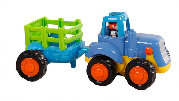 tractor met aanhanger junior 16 cm blauw/groen